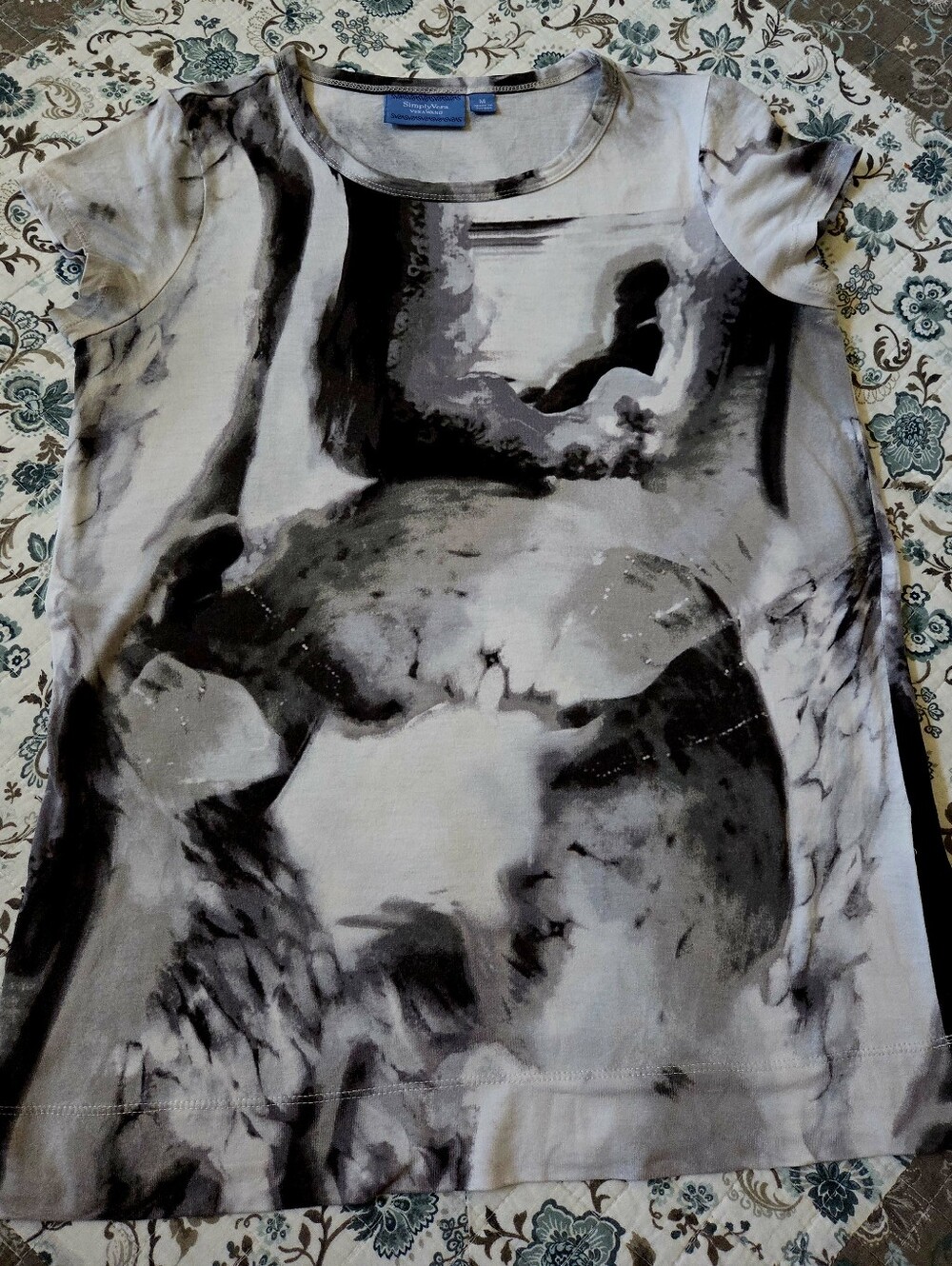 Simply Vera Vera Wang Gray & Black Abstract Short-Sleeve Tee - Picture 1 of 2